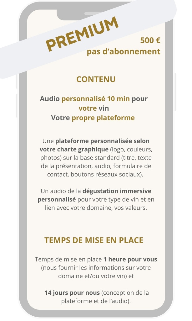 Plateforme de dégustation immersive de vin PREMIUM